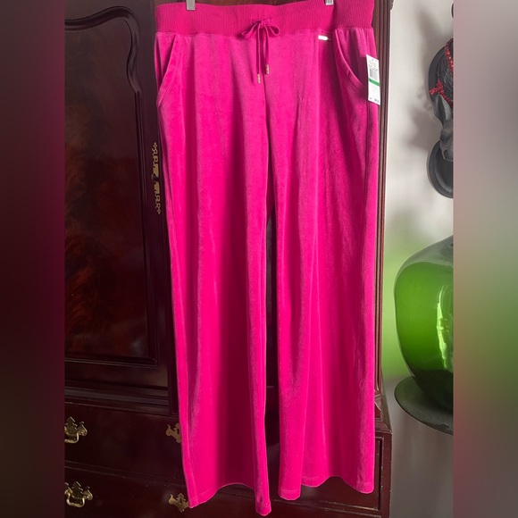 Michael Michael Kors Deep Fuchsia Plush Velour MK Logo Tracksuit Size L NWT - Picture 3 of 11